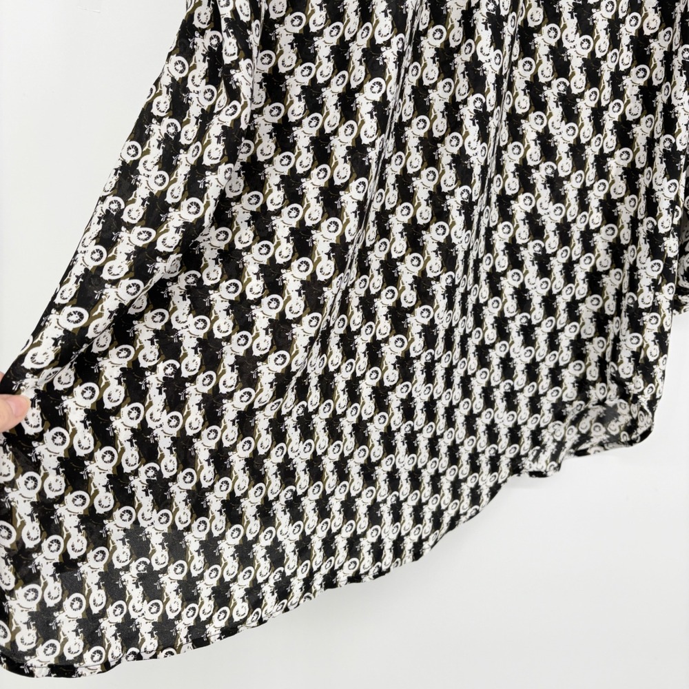 New Sejour Motorcycle Print High-Low Tunic 18W Top Black White Olive Long Sleeve - Picture 12 of 16